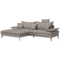 ECKSOFA PRATO Hellbraun Webstoff  - Hellbraun/Schwarz, MODERN, Textil/Metall (176/292cm) - MID.YOU