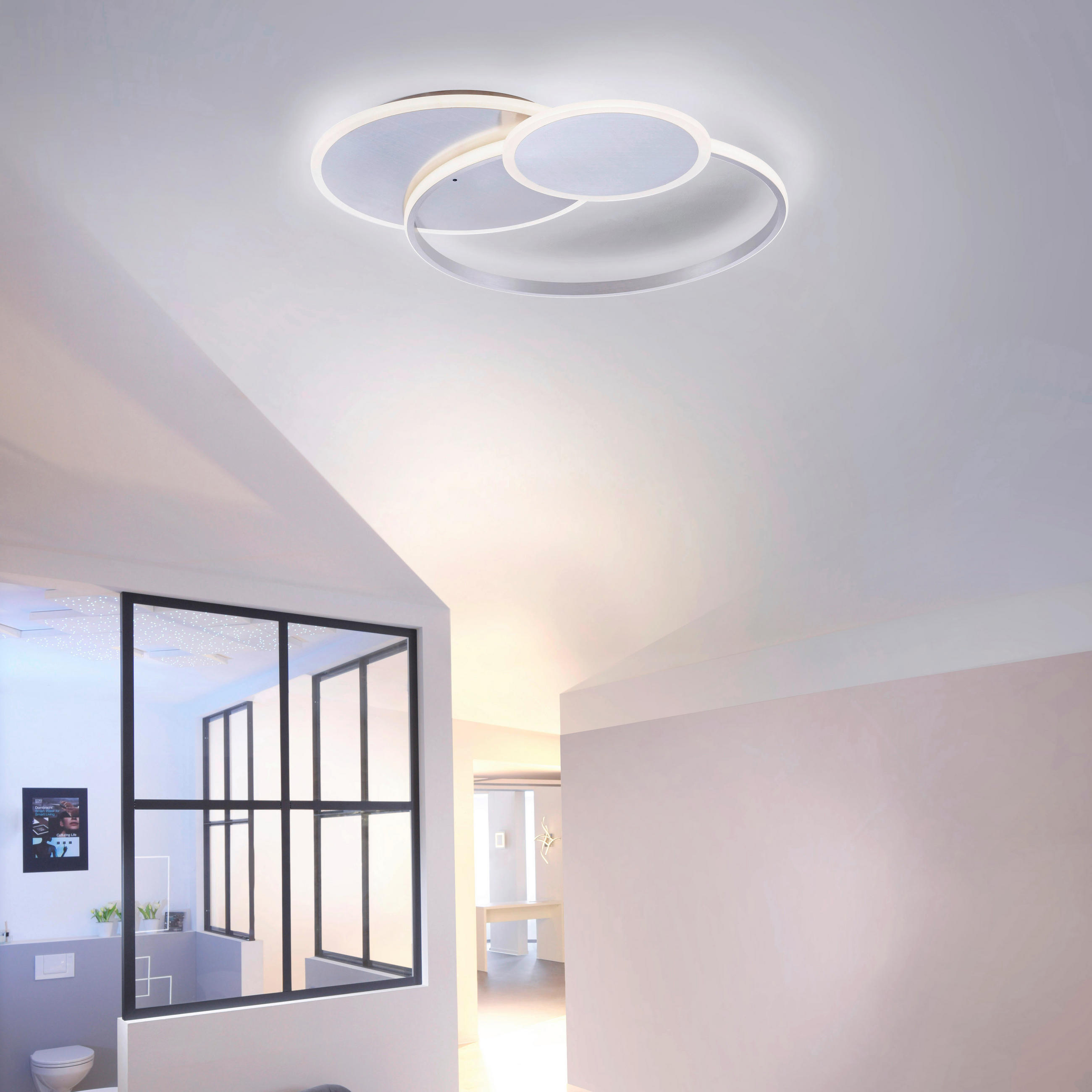 LED-DECKENLEUCHTE Emilio 65/55,5/7 cm   - Silberfarben, Design, Kunststoff/Metall (65/55,5/7cm) - Paul Neuhaus