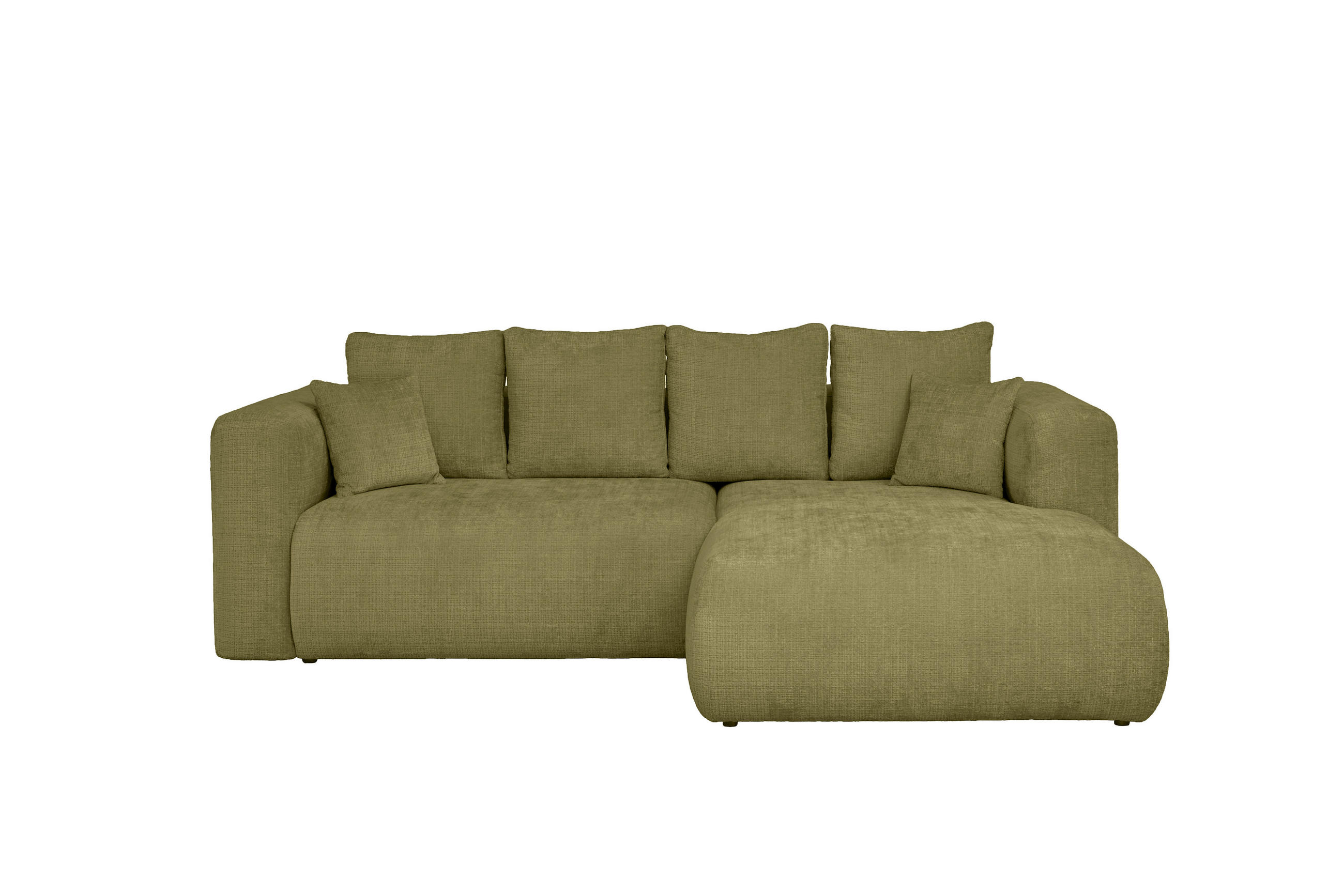 ECKSOFA Olivgrün Chenille Zierkissen, Rückenkissen, Rücken echt  - Schwarz/Olivgrün, MODERN, Kunststoff/Textil (276/188cm) - Milino