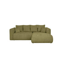 ECKSOFA Olivgrün Chenille Zierkissen, Rückenkissen, Rücken echt  - Schwarz/Olivgrün, MODERN, Kunststoff/Textil (276/188cm) - Milino