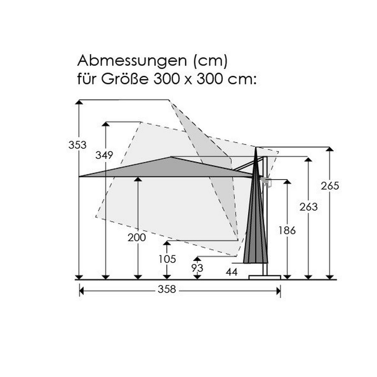 AMPELSCHIRM 300 cm Anthrazit  - Anthrazit, Basics, Textil/Metall (358/263/300cm) - Schneider