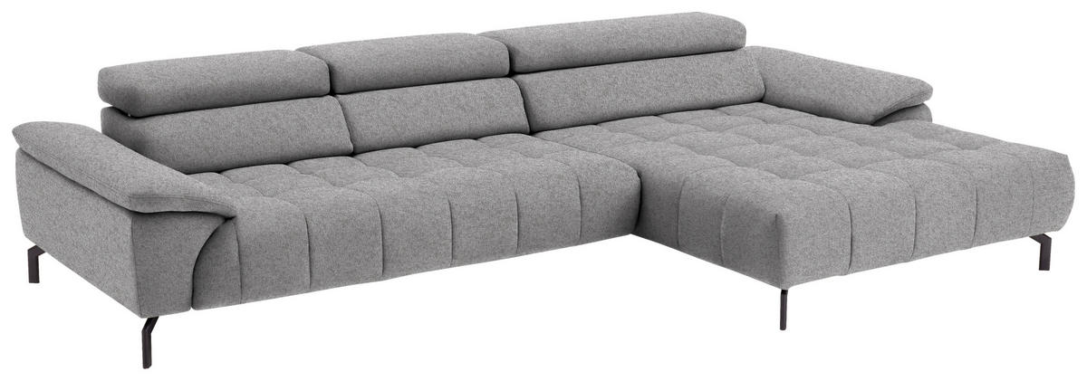 CANAPÉ D'ANGLE in Webstoff Hellbraun  - Hellbraun/Schwarz, Design, Textil/Metall (329/190cm) - Beldomo Style