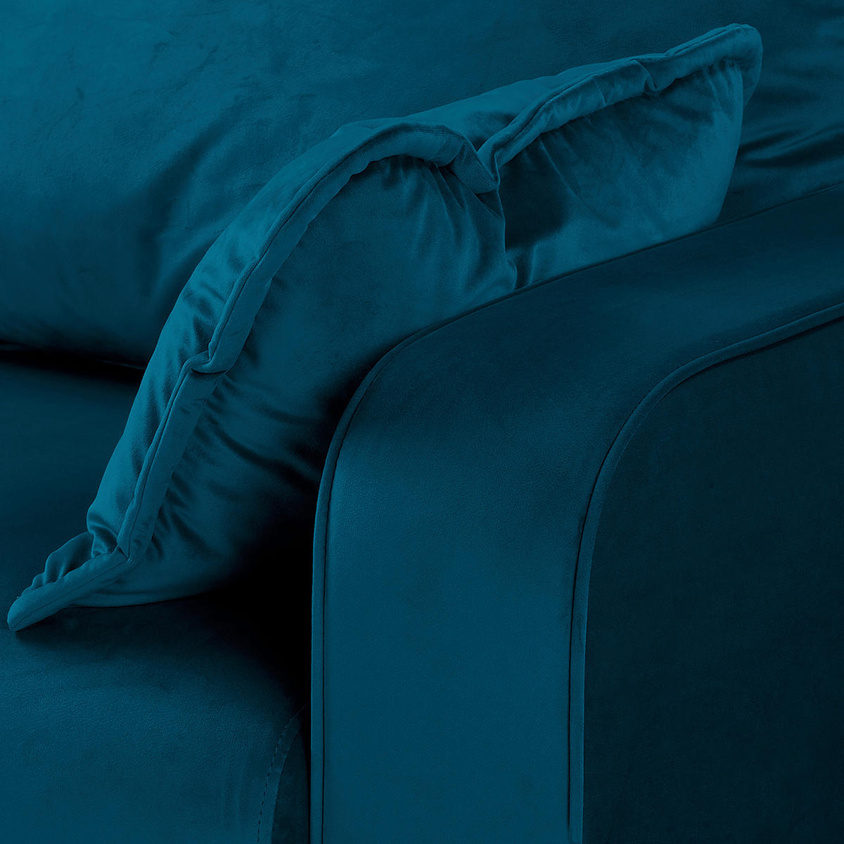 3-SITZER-SOFA Mikrofaser Blau  - Wengefarben/Blau, Design, Holz/Textil (193/86/87cm) - Livetastic