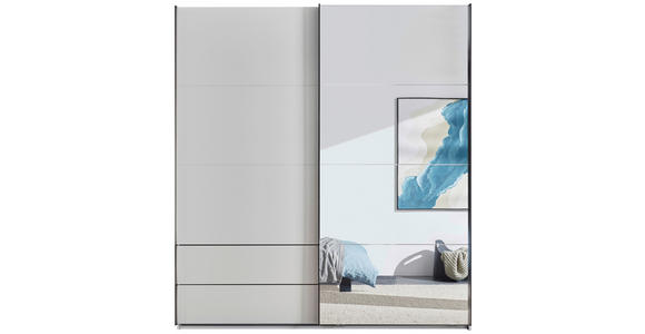 SCHWEBETÜRENSCHRANK  in Schwarz, Weiß  - Schwarz/Weiß, MODERN, Glas/Holzwerkstoff (215/225,5/60,5cm) - Xora