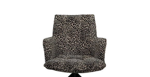 ARMLEHNSTUHL  Stoffauswahl, Sitzfläche 360° drehbar, automatische Rückholfunktion Jacquard  - Hellbraun/Schwarz, Design, Textil/Metall (59/89.5/63cm) - Novel