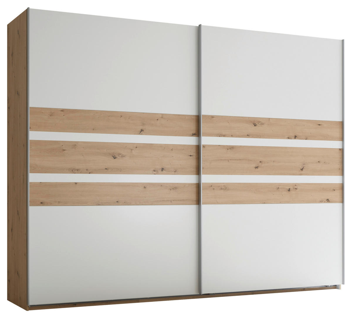 SCHWEBETÜRENSCHRANK 270/210/60 cm 2-türig Weiß, Eiche Artisan  - Alufarben/Weiß, MODERN, Holzwerkstoff/Metall (270/210/60cm) - Livetastic