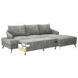 ECKSOFA in Webstoff Dunkelgrau  - Dunkelgrau/Schwarz, KONVENTIONELL, Textil/Metall (293/183cm) - Carryhome