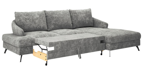 ECKSOFA in Webstoff Dunkelgrau  - Dunkelgrau/Schwarz, KONVENTIONELL, Textil/Metall (293/183cm) - Carryhome