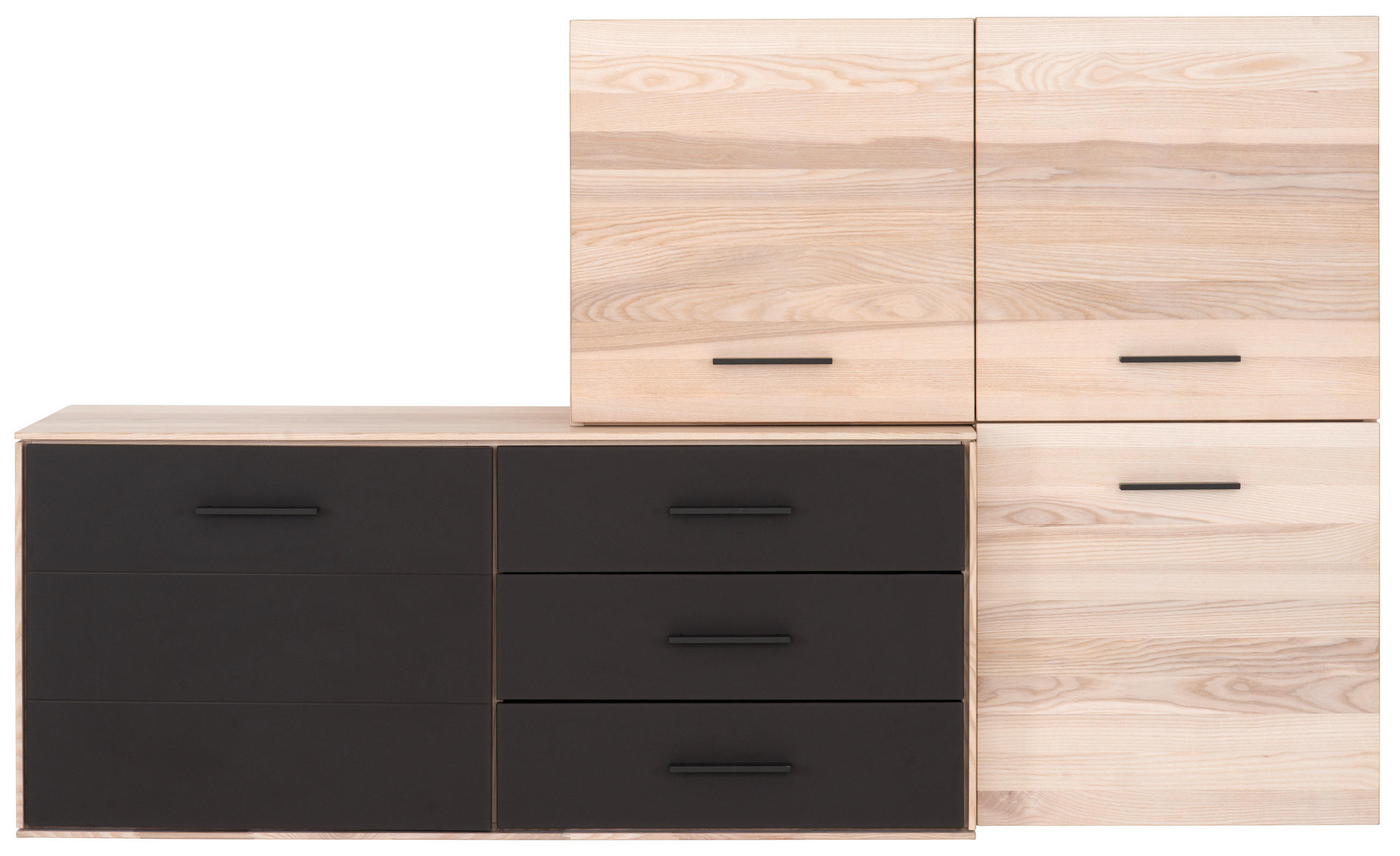 KOMMODE 181,7/108,6/44 cm  in Eschefarben, Dunkelbraun  - Eschefarben/Dunkelbraun, Design, Glas/Holz (181,7/108,6/44cm) - Valdera