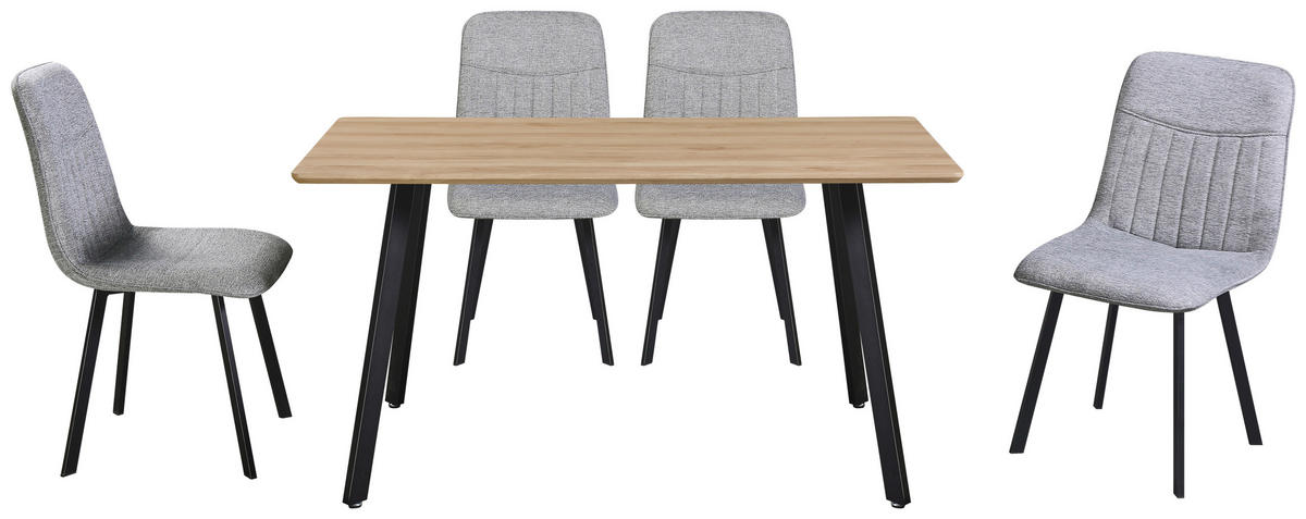 TISCHGRUPPE Weiß, Hellgrau  - Hellgrau/Weiß, KONVENTIONELL, Textil/Metall (140/46/75/88/80/57cm) - MID.YOU