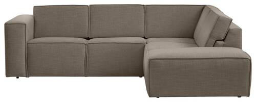 ECKSOFA in Struktur Grau, Taupe  - Taupe/Schwarz, Modern, Kunststoff/Textil (275/220cm) - Trendmanufaktur