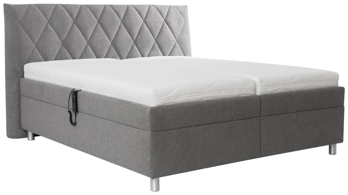 POLSTERBETT 160/200 cm  in Grau  - Weiss/Silberfarben, Konventionell, Holz/Textil (160/200cm) - Esposa