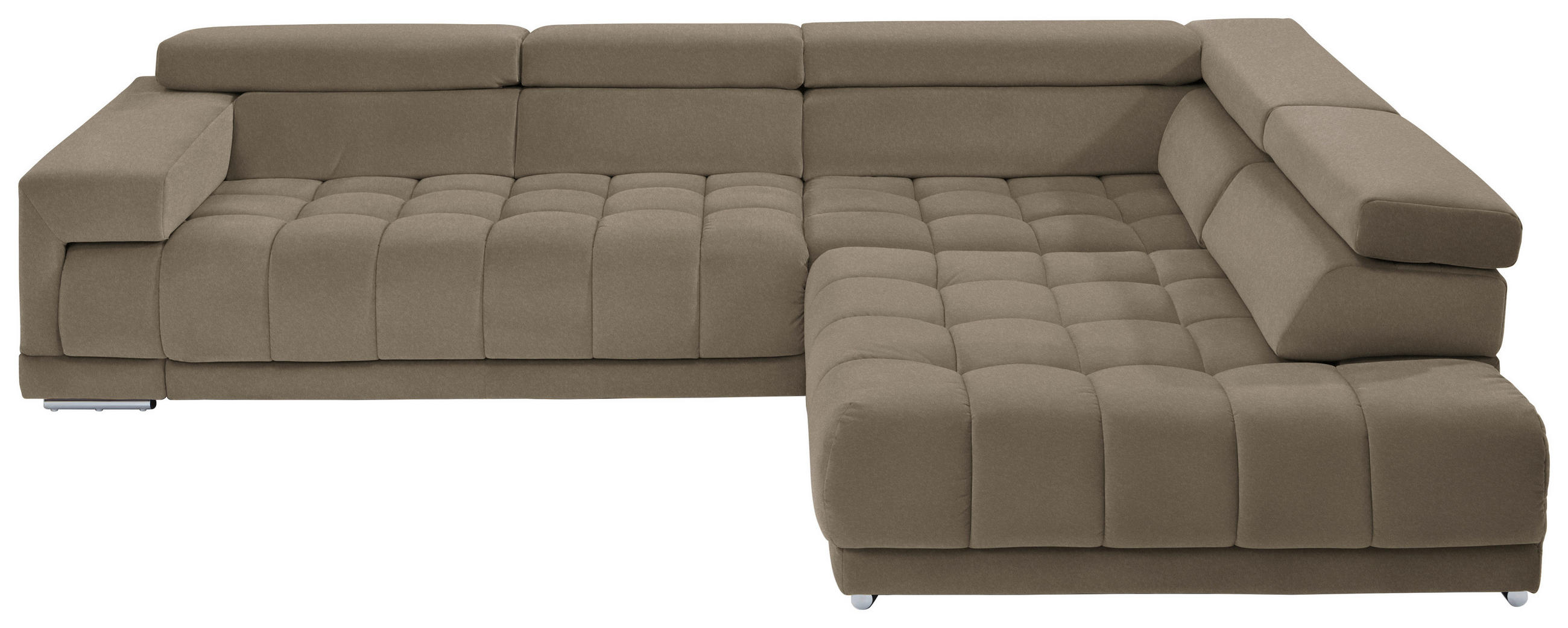 ECKSOFA Grau, Greige Mikrofaser - Chromfarben/Greige, Design, Textil/Metall (326/222cm) - Beldomo Speed