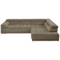 ECKSOFA Grau, Greige Mikrofaser  - Chromfarben/Greige, Design, Textil/Metall (326/222cm) - Beldomo Speed