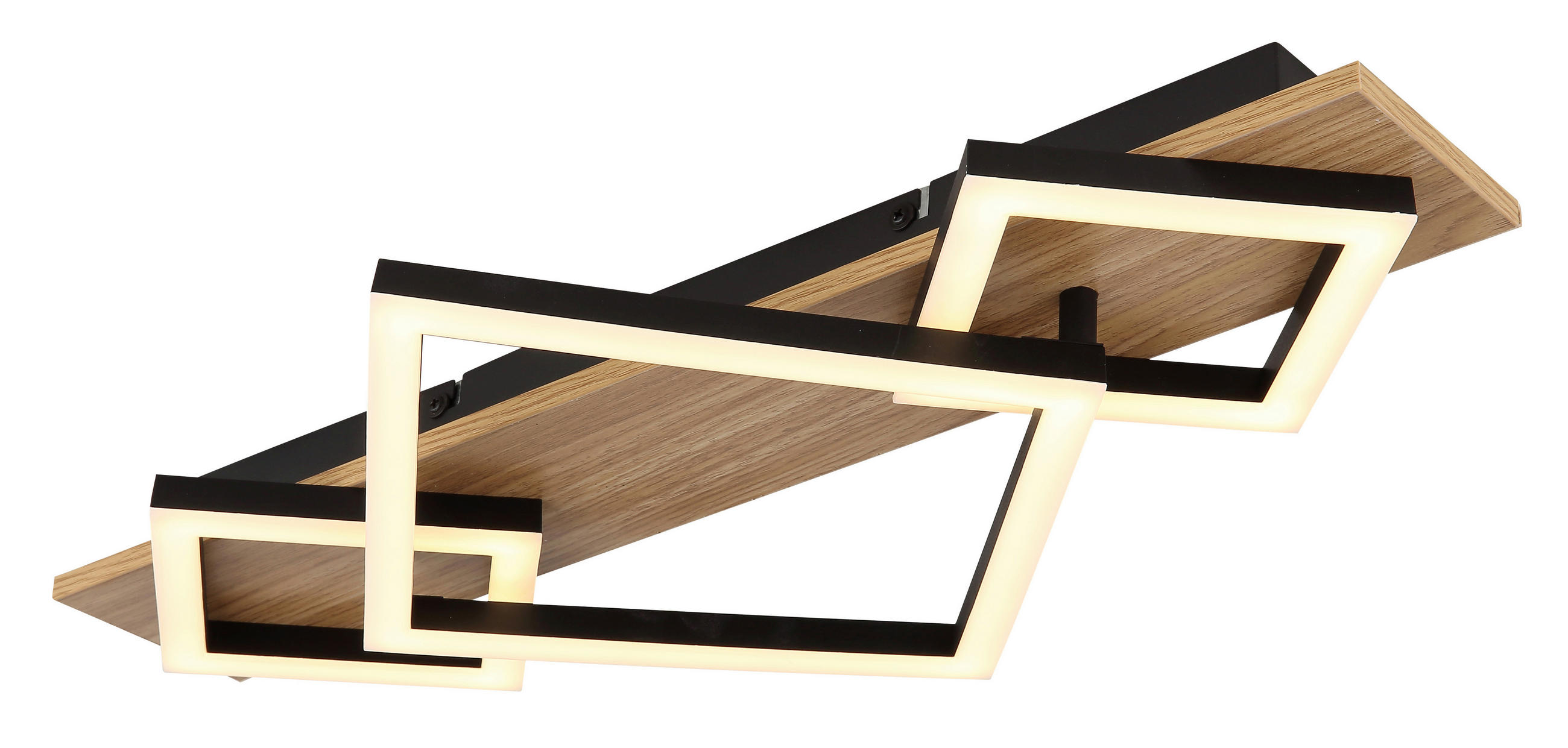 STROPNÍ LED SVÍTIDLO, 52/46,7/6 cm - tmavě hnědá/černá, Natur, kov/kompozitní dřevo (52/46,7/6cm) - Globo