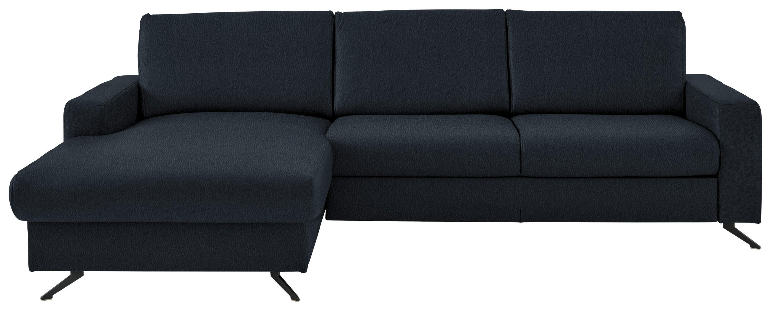 ECKSOFA in Echtleder Dunkelblau  - Schwarz/Dunkelblau, Design, Leder/Metall (165/267cm) - Beldomo Premium