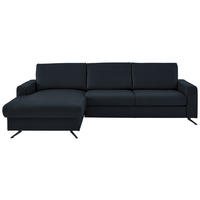 ECKSOFA in Echtleder Dunkelblau  - Schwarz/Dunkelblau, Design, Leder/Metall (165/267cm) - Beldomo Premium
