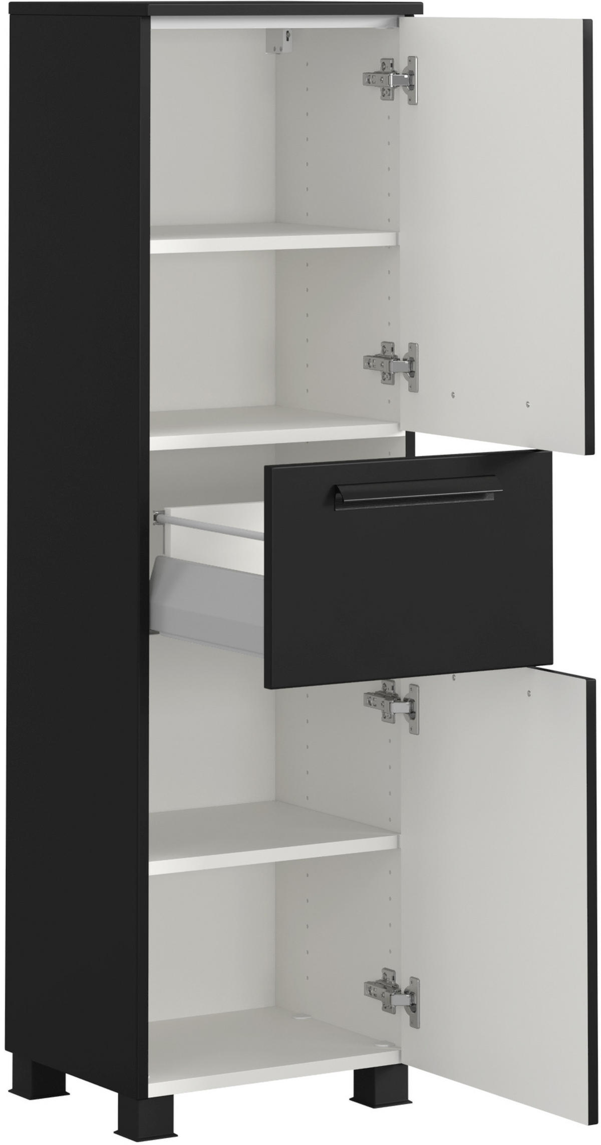 MIDISCHRANK 40/130/35 cm  - Schwarz, KONVENTIONELL, Holzwerkstoff/Kunststoff (40/130/35cm) - Xora