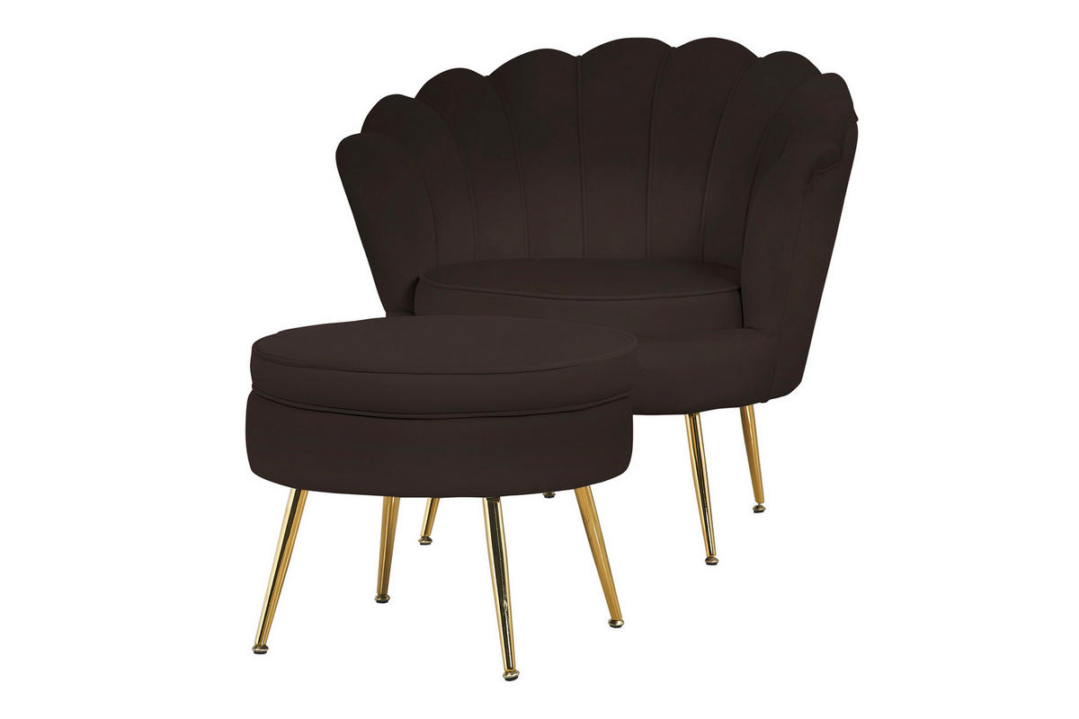 SESSEL in Samt Schwarz  - Goldfarben/Schwarz, MODERN, Textil/Metall (76/78/76cm) - Livetastic