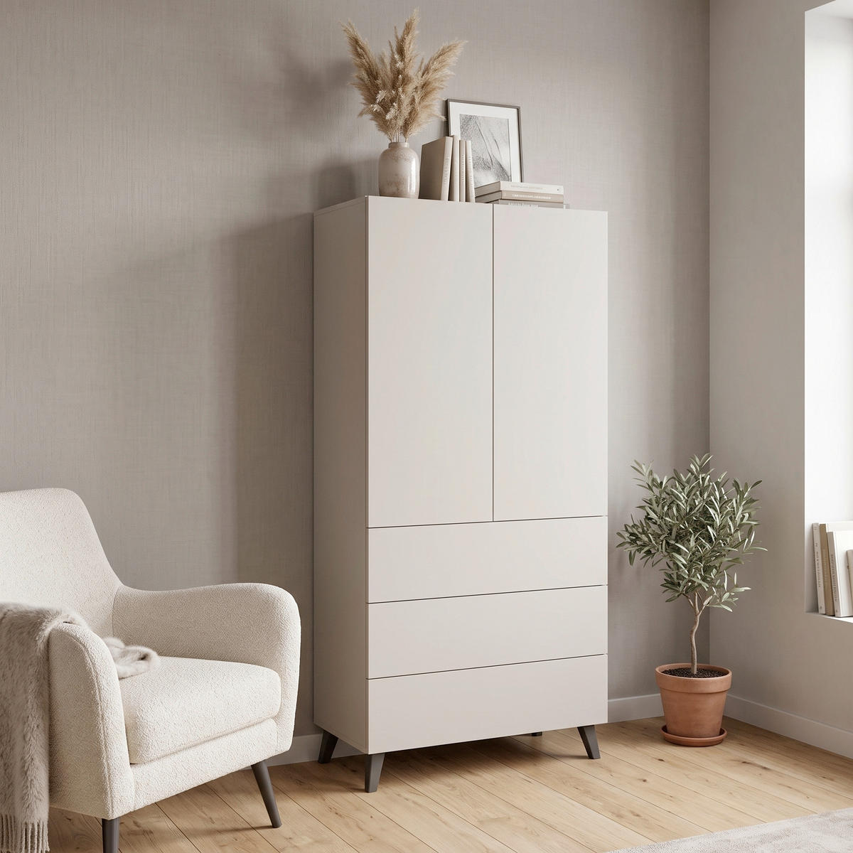 HIGHBOARD  70/170/39 cm 3 Schublade(n)  - Kaschmir/Schwarz, Design, Holzwerkstoff/Kunststoff (70/170/39cm) - P & B