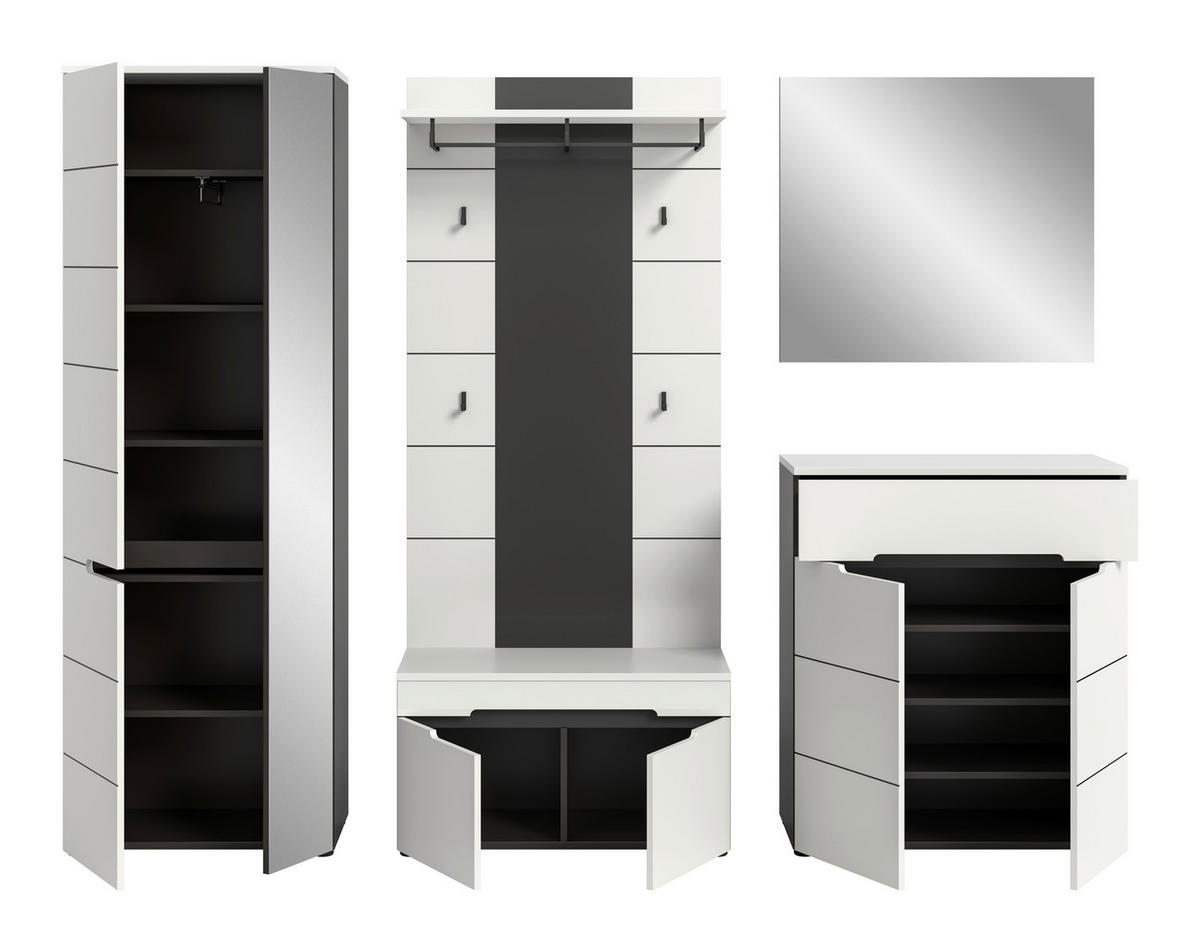 ŠATNA, 255/190/37 cm - šedá/bílá, Design, kompozitní dřevo (255/190/37cm) - Livetastic