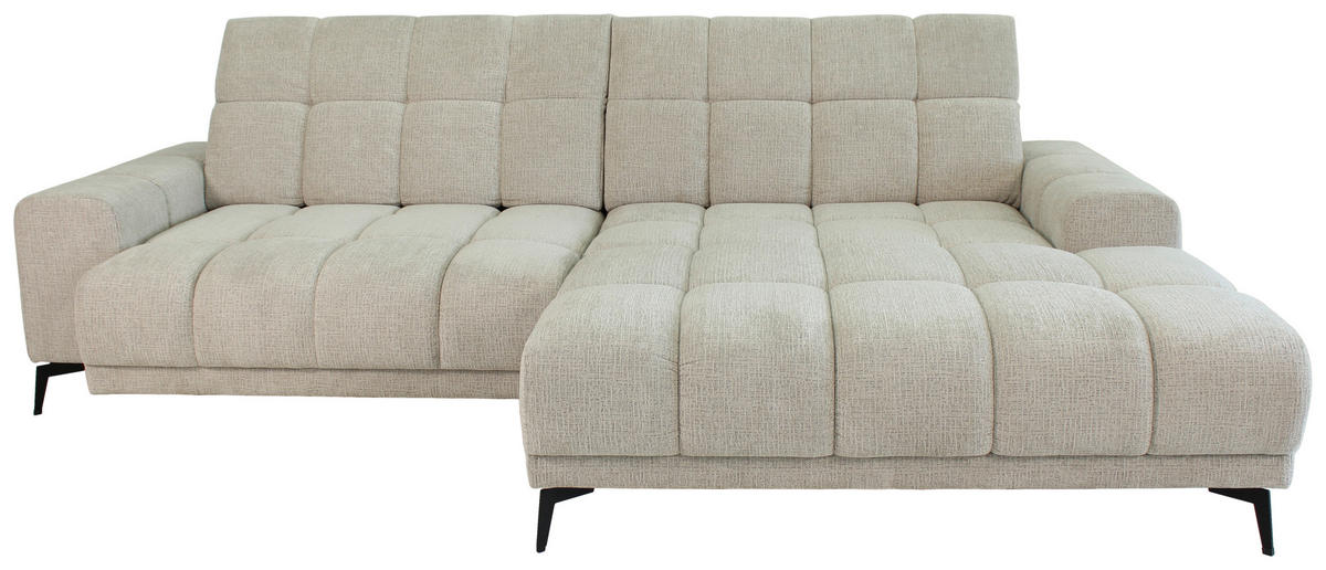 ECKSOFA inkl.Funktionen Naturfarben Chenille  - Schwarz/Naturfarben, MODERN, Textil/Metall (300/195cm) - Xora