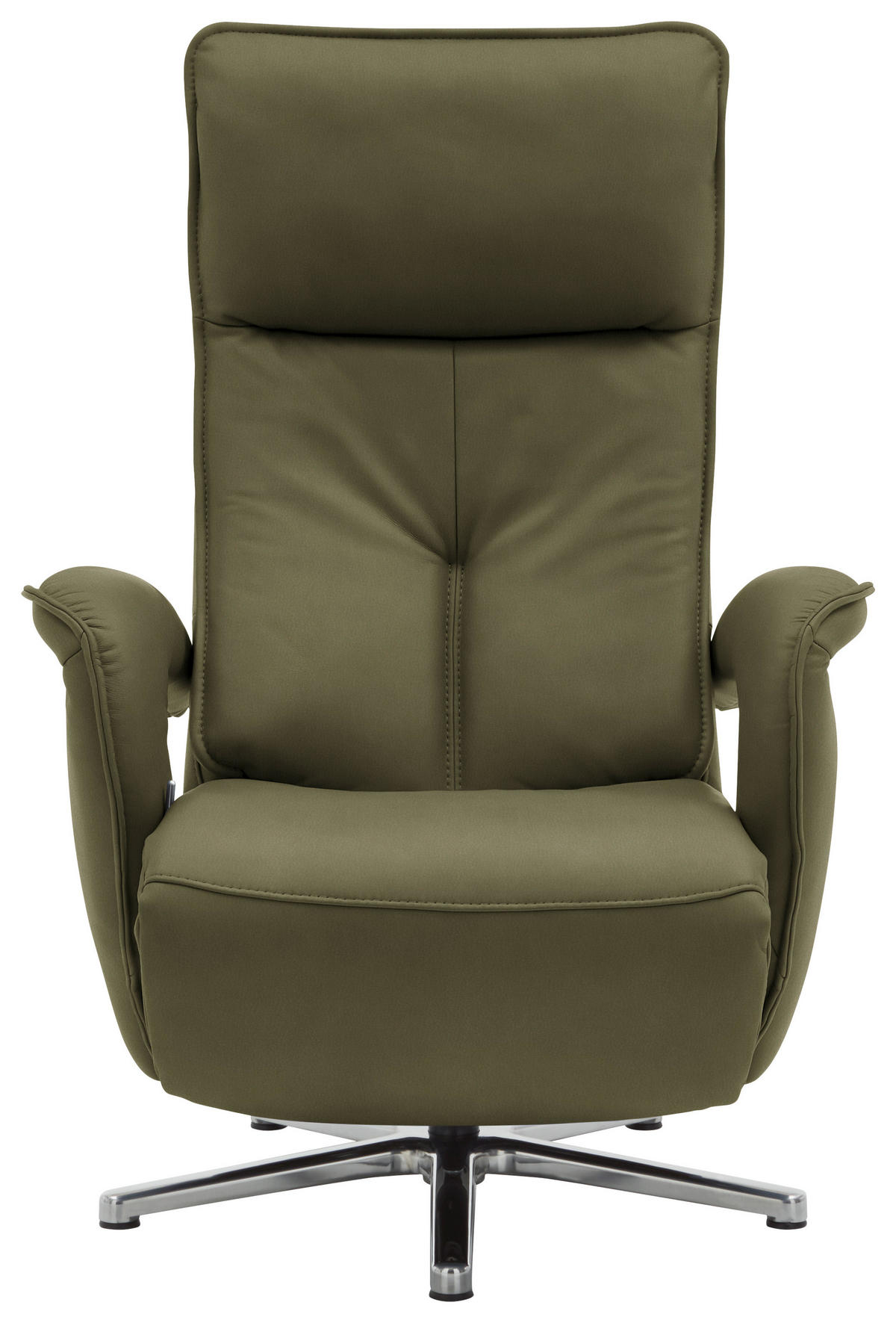 RELAXSESSEL in Leder Olivgrün  - Chromfarben/Olivgrün, Design, Leder/Metall (77/110/87cm) - Valdera