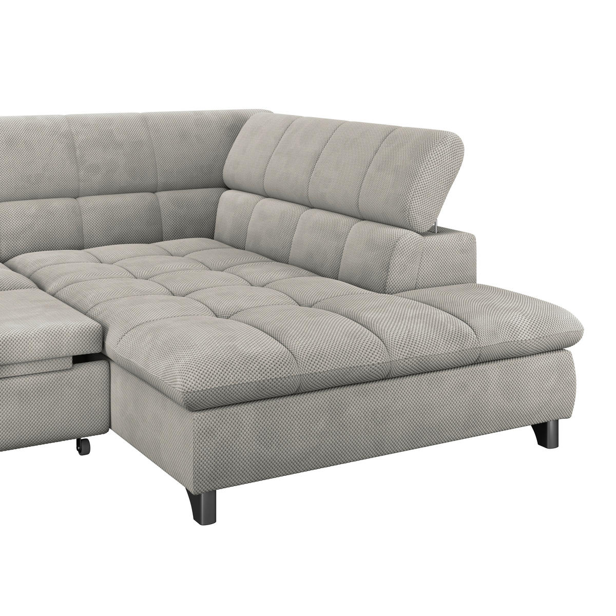 ECKSOFA Taupe Chenille  - Taupe/Chromfarben, KONVENTIONELL, Textil/Metall (312/234cm) - Livetastic