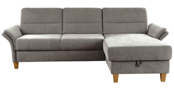 ECKSOFA inkl. Funktion Graubraun Flachgewebe  - Eichefarben/Graubraun, KONVENTIONELL, Holz/Textil (252/162cm) - Cantus