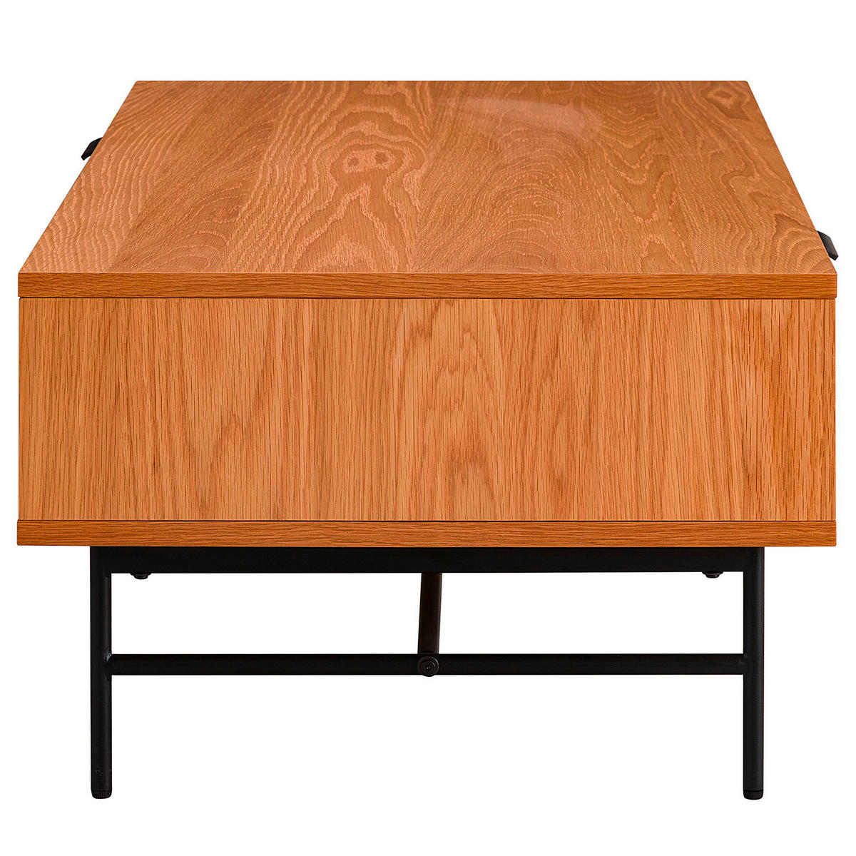 COUCHTISCH Eiche furniert 120/60/40 cm rechteckig Schwarz, Eichefarben  - Eichefarben/Schwarz, MODERN, Holz/Holzwerkstoff (120/60/40cm) - home24