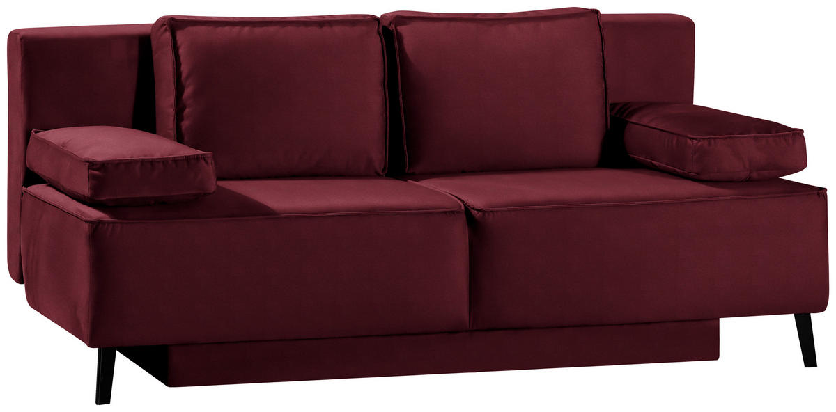 SCHLAFSOFA in Weinrot  - Weinrot/Schwarz, Konventionell, Textil/Metall (197/91/88cm) - Novel
