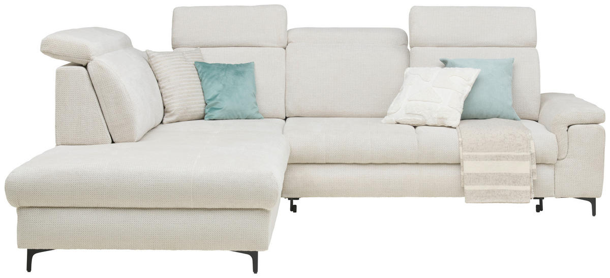 ECKSOFA in Struktur Beige  - Beige/Schwarz, Design, Textil/Metall (270/292cm) - Stylife