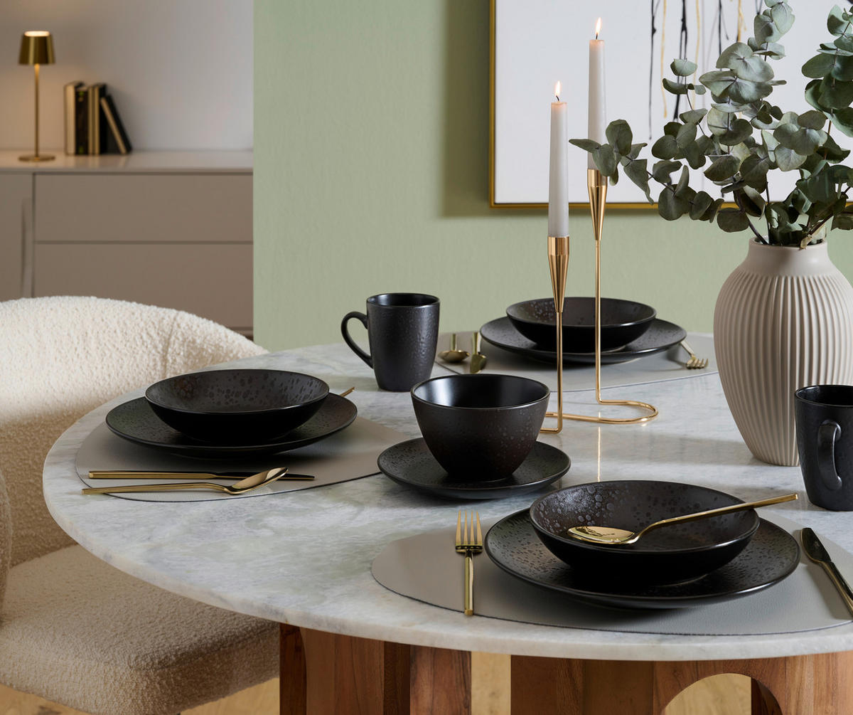 KOMBISERVICE Schwarz 20-teilig  - Schwarz, Design, Keramik - Ritzenhoff Breker