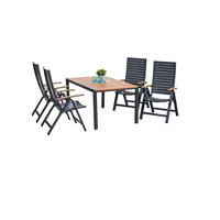 GARTENSET 5-teilig Akaziemassiv Aluminium ,[ ]}5-teilig  - Graphitfarben/Naturfarben, MODERN, Holz/Metall - Gardenson