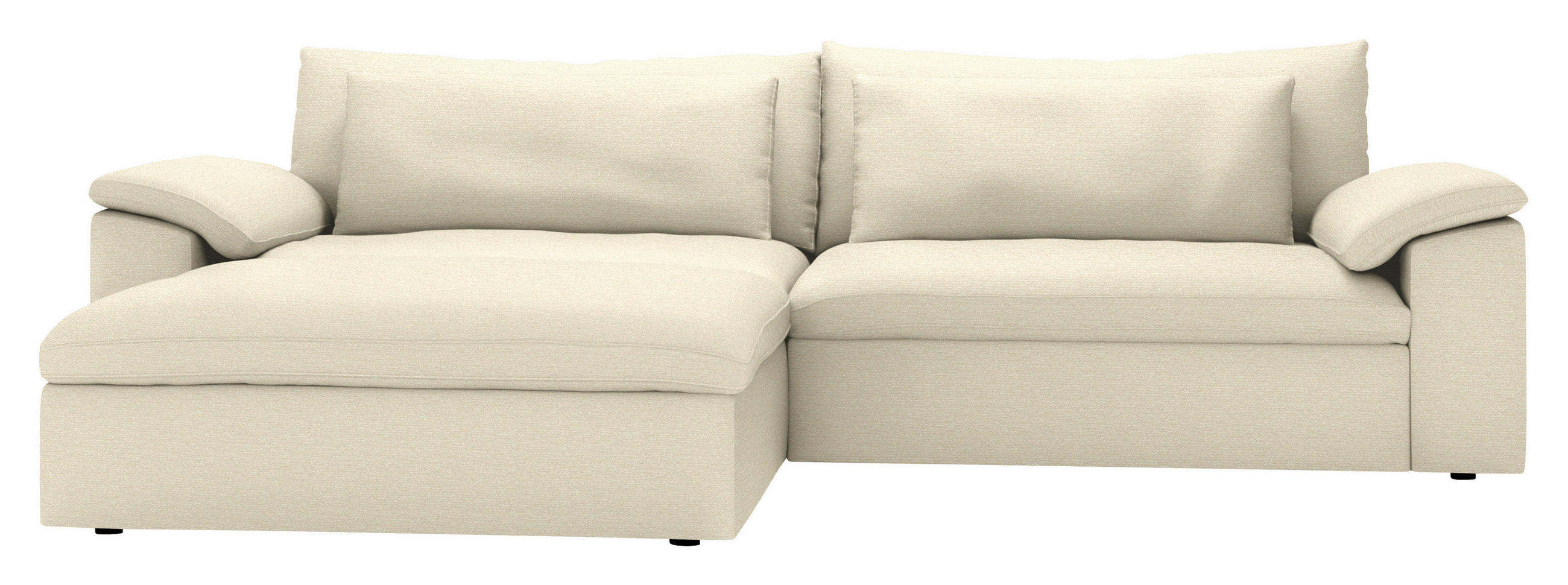 ECKSOFA  Chenille Naturfarben  - Schwarz/Naturfarben, Modern, Kunststoff/Textil (198/306cm) - Carryhome