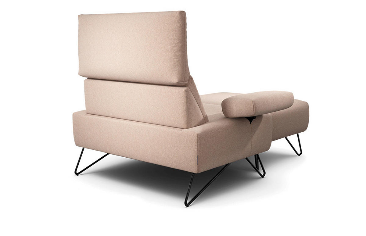 SESSELSET Chenille Armteilverstellung, Hocker    - Schwarz/Rosa, Design, Textil/Metall (114-142/85/86-94cm) - SENSOO