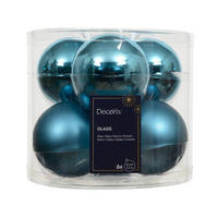 CHRISTBAUMKUGEL-SET 8,00 cm 6-teilig  - Blau, KONVENTIONELL, Glas (8,00cm)