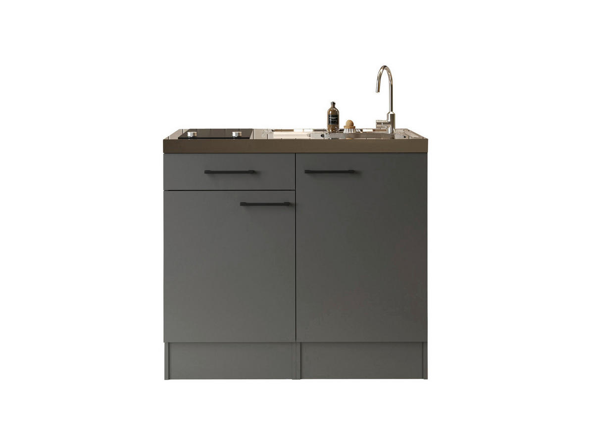 Minibucătărie  - negru/gri, Trend, metal/material pe bază de lemn (100cm) - Respekta