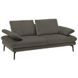 2,5-SITZER in Velours Grau  - Beige/Schwarz, Design, Textil/Metall (196/89/104cm) - Dieter Knoll