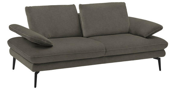 2,5-SITZER in Velours Grau  - Beige/Schwarz, Design, Textil/Metall (196/89/104cm) - Dieter Knoll