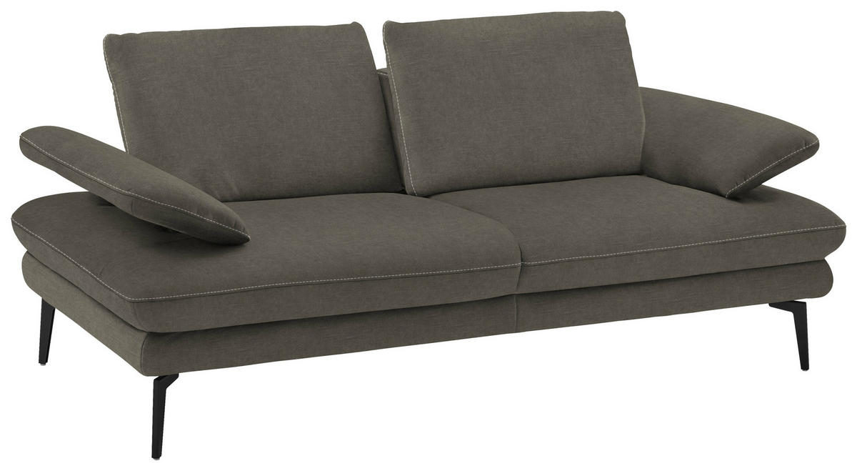 2,5-SITZER in Velours Grau  - Beige/Schwarz, Design, Textil/Metall (196/89/104cm) - Dieter Knoll