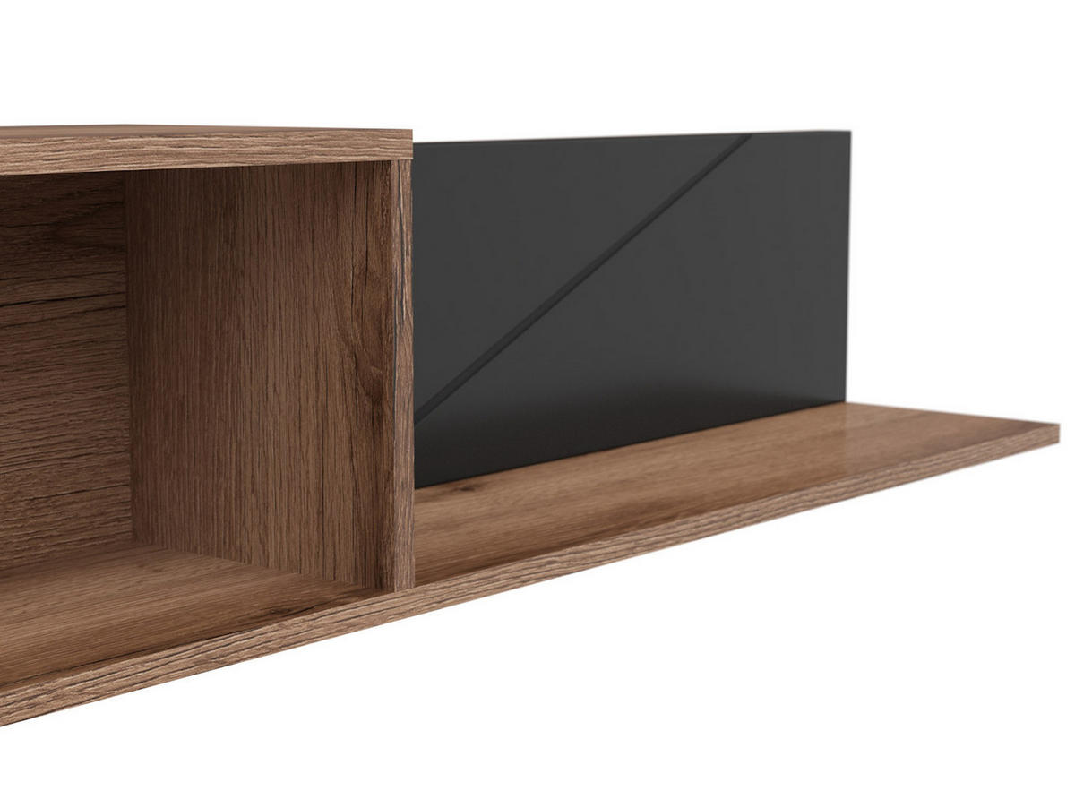 Etajeră De Perete 156/25/22 cm  - culoare lemn stejar/negru, Basics, material pe bază de lemn (156/25/22cm) - Hom`in