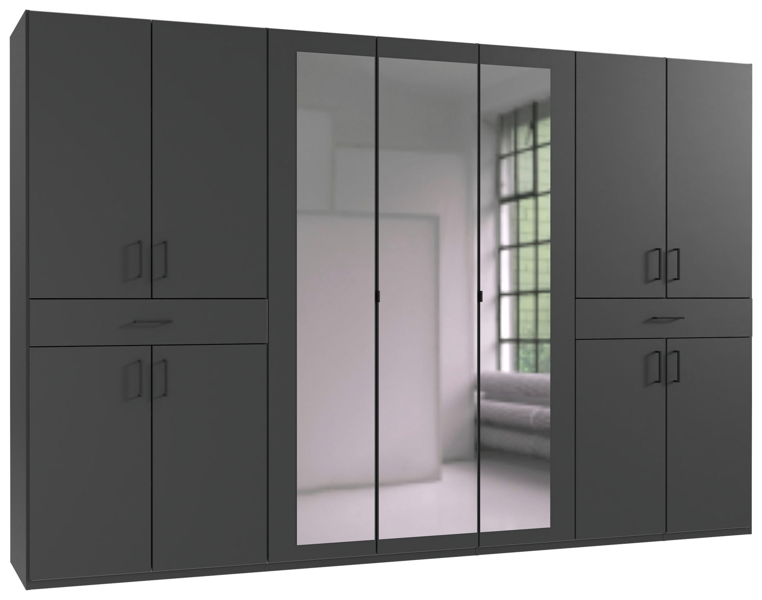 DREHTÜRENSCHRANK in Graphitfarben  - Schwarz/Graphitfarben, Konventionell, Glas/Holzwerkstoff (313/208/58cm) - Carryhome