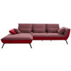 ECKSOFA in Flachgewebe Rot  - Rot/Schwarz, Design, Textil/Metall (191/301cm) - Moderano