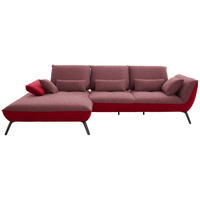 ECKSOFA in Flachgewebe Rot  - Rot/Schwarz, Design, Textil/Metall (191/301cm) - Moderano