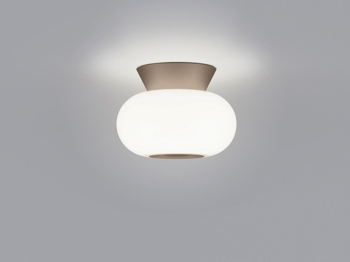LED-DECKENLEUCHTE Sapo 20/14,5 cm   - Cappuccino, Design, Glas/Metall (20/14,5cm) - Helestra