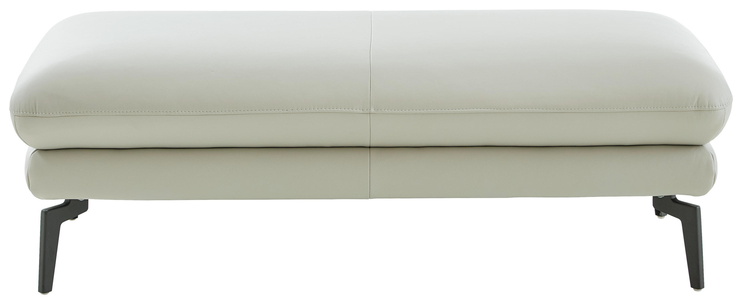 HOCKER Echtleder Hellgrau  - Hellgrau/Schwarz, Design, Leder/Metall (130/45/68cm) - Dieter Knoll