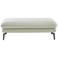 HOCKER in Leder Hellgrau  - Hellgrau/Schwarz, Design, Leder/Metall (130/45/68cm) - Dieter Knoll