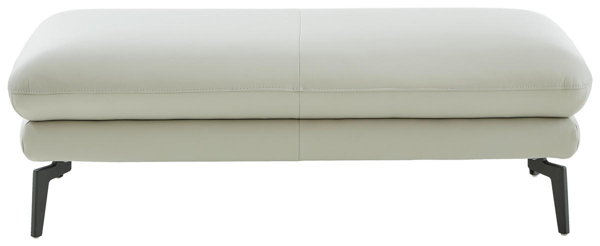 HOCKER in Leder Hellgrau  - Hellgrau/Schwarz, Design, Leder/Metall (130/45/68cm) - Dieter Knoll