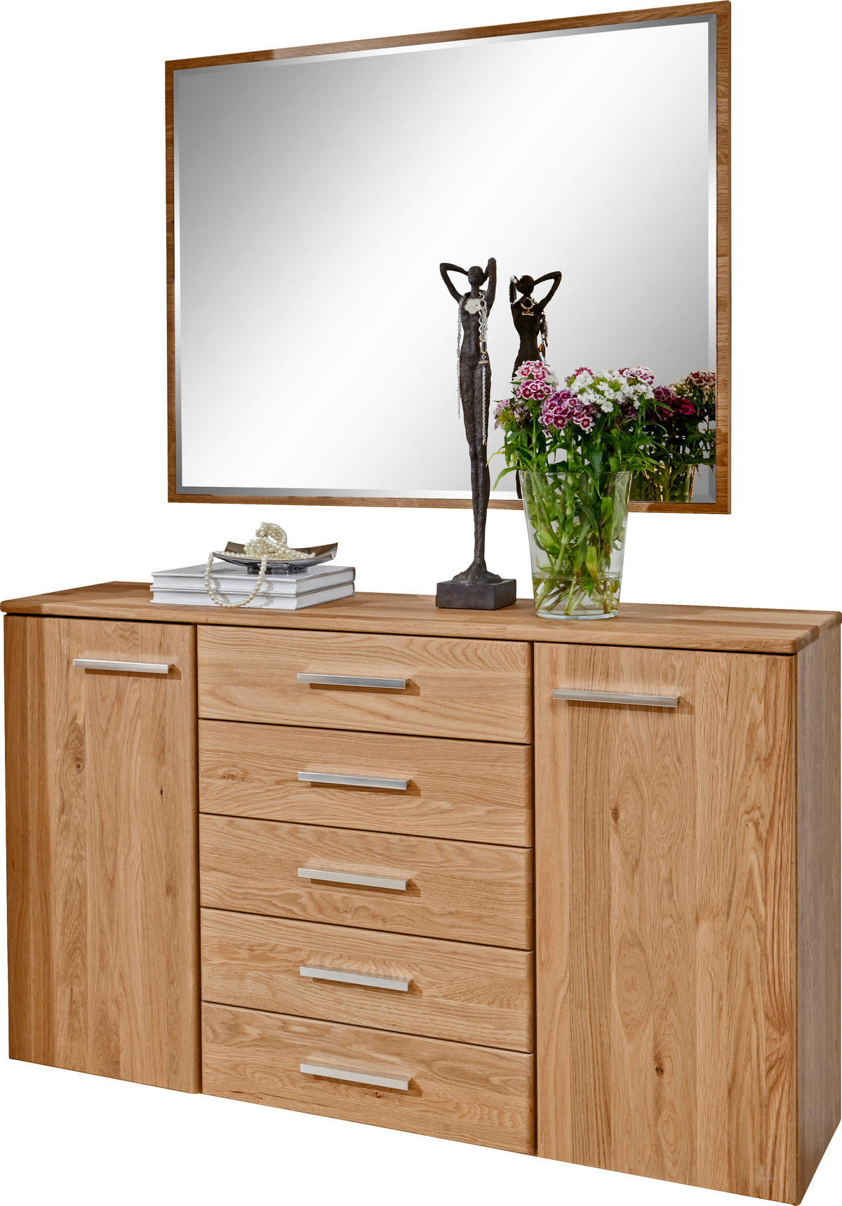 TÁLALÓSZEKRÉNY 141/86/36 cm  - alumínium színű/tölgyfa, Konventionell, faalapú anyag/fém (141/86/36cm) - Dieter Knoll